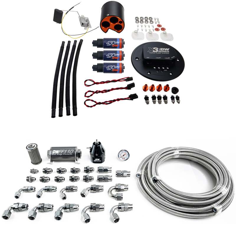 DeatschWerks X3 Fuel Module with DW430C Pump and Plumbing Kit for 98-04 Ford Mustang Base GT Bullitt - OneFastShop