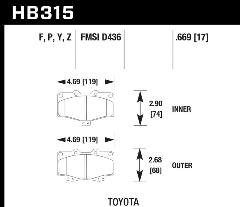 Hawk LTS Street Brake Pads for Toyota 4Runner Pickup Tacoma - OneFastShop
