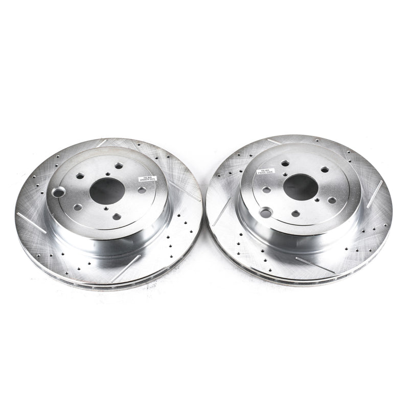 PowerStop Evolution Drilled & Slotted Rear Rotors - Subaru WRX STI / WRX 2008-2021 - Pair