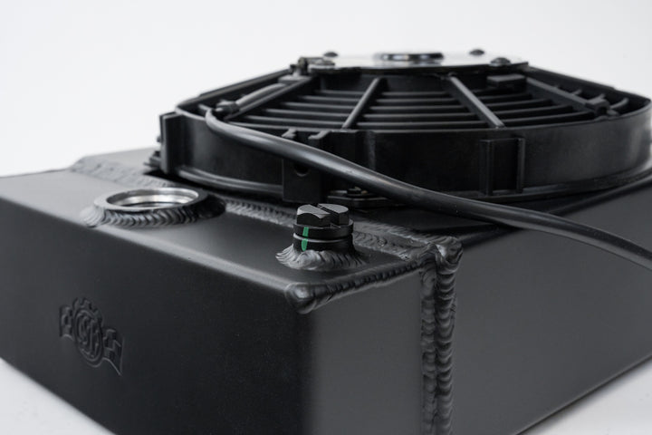 CSF Universal Drag Race Tuck Radiator with 9in Spal Fan 10.5in H x 10in L x 3.6in W Black - OneFastShop