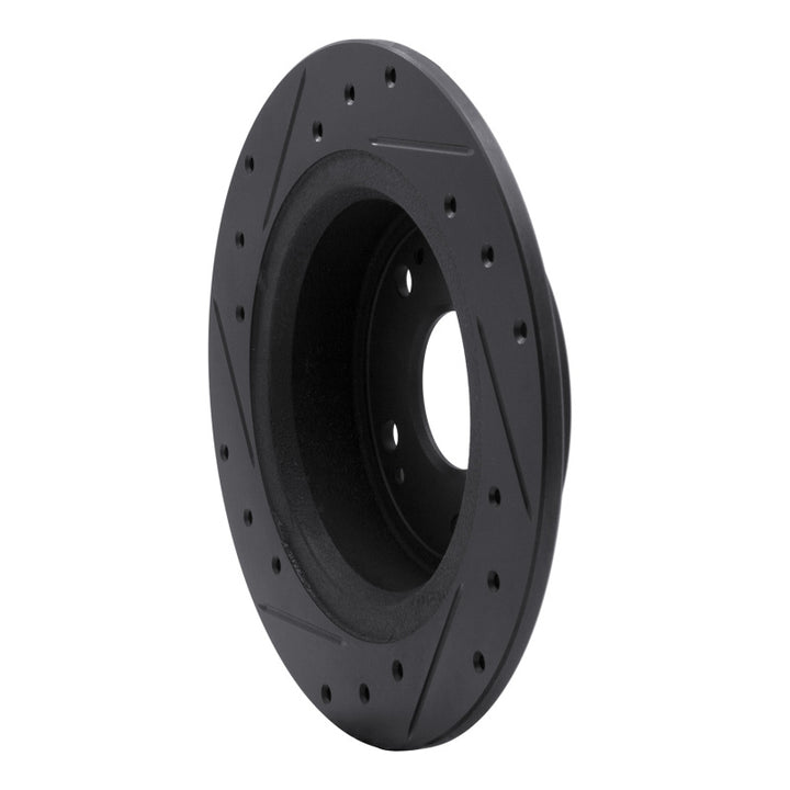 R1 05-17 Honda Accord Rear Right Drilled and Slotted Black Brake Rotor