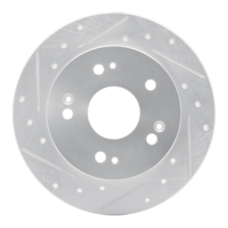 R1 Concepts eLine Rear Left Drilled & Slotted Brake Rotor - Honda Civic Si / Acura ILX 2006-2015 - Silver