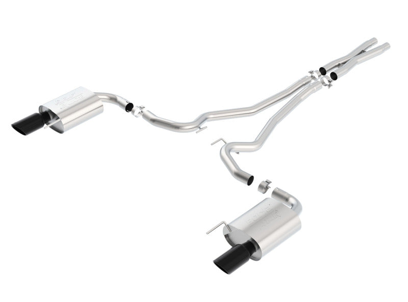 Borla Atak S Cat-Back Exhaust 15-17 Ford Mustang GT 5.0L V8 2.5in Pipe 4in Tip Black Chrome - OneFastShop