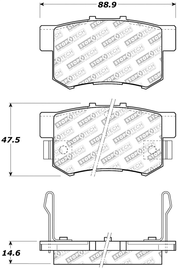 StopTech Street Select Brake Pads - Front/Rear for 2013-2022 Acura ILX, 1997-2001 Acura Integra, 1991-2007 Honda Accord and more - OneFastShop