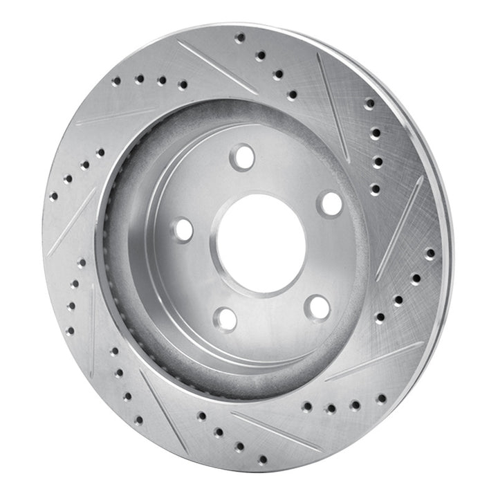 R1 02-24 Dodge Ram 1500 Front Left Drilled and Slotted Silver Brake Rotor