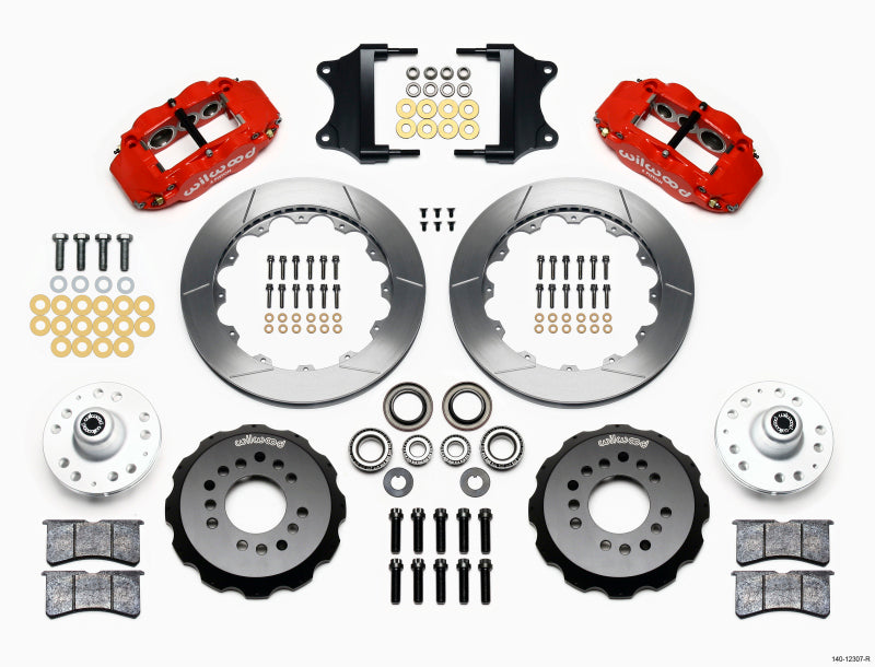 Wilwood Narrow Superlite 6R Front Hub Kit 12.88in Red for 1955-1957 Chevrolet Bel Air