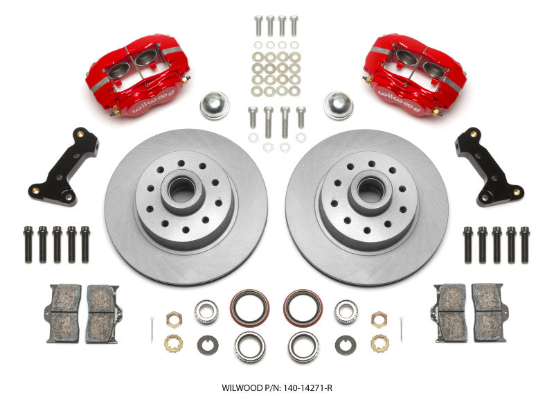 Wilwood Forged Dynalite Front Kit 11.03in Rotor Hub Red - Fits 74-80 Pinto Disc Spindle - OneFastShop