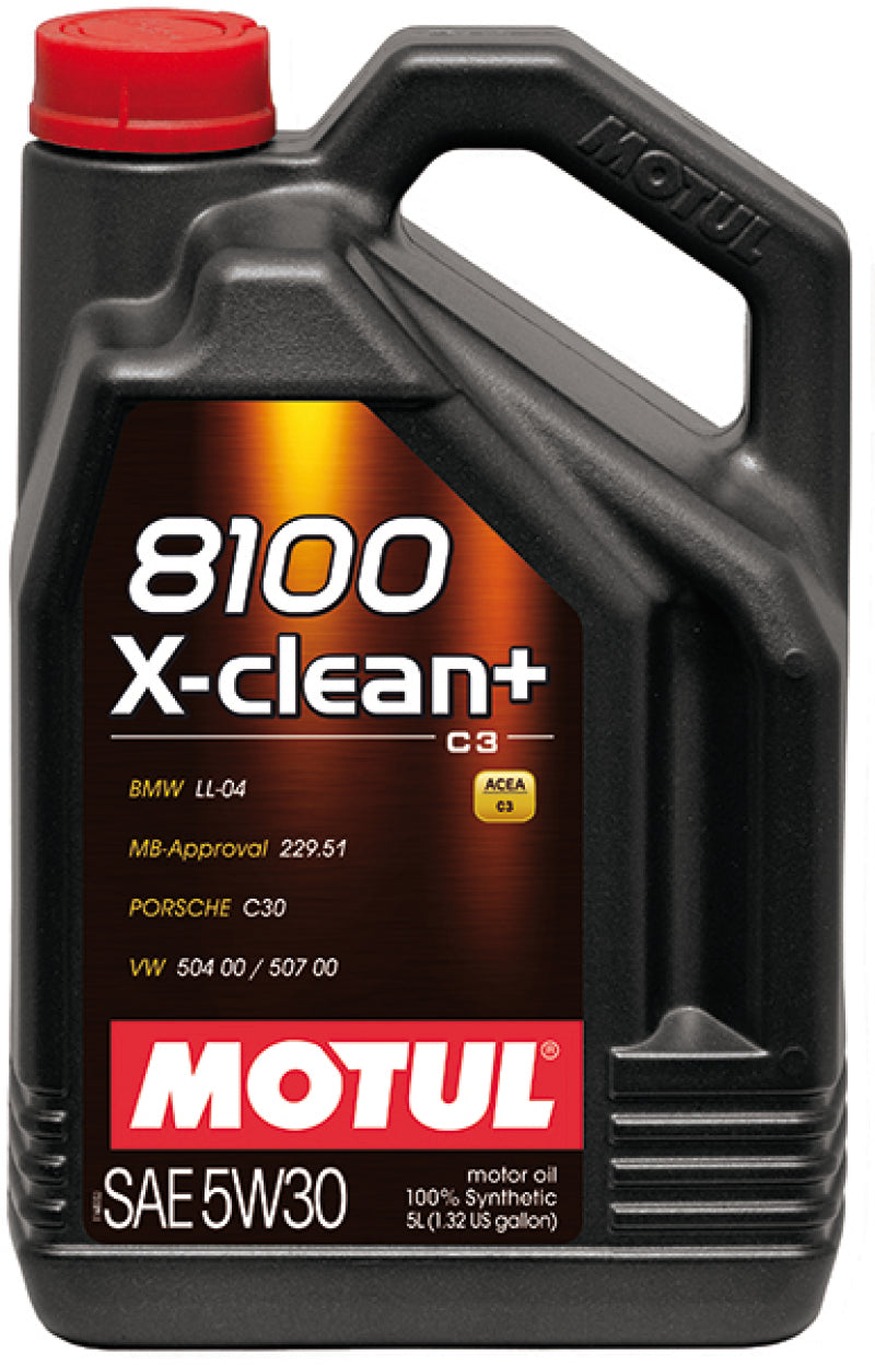 Motul 5L Synthetic Engine Oil 8100 5W30 X-CLEAN Plus - High Performance Oil for VW Audi BMW Mercedes Diesel Gasoline Engines