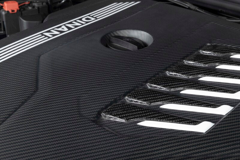 Dinan Carbon Fiber Engine Cover BMW B58D 2020-2026 - Matte Twill with Gloss Accents, image 6