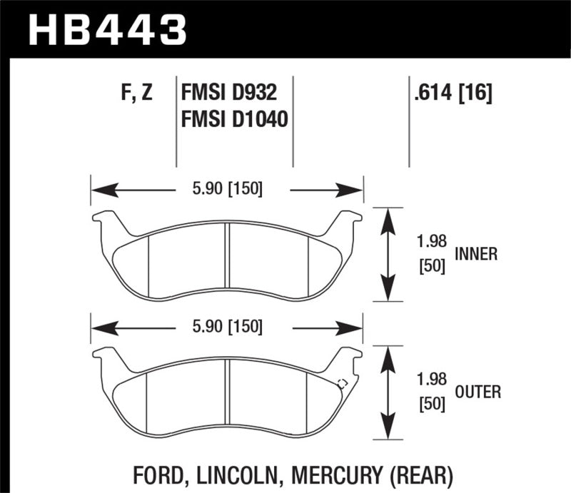 Hawk HPS Street Brake Pads for Ford Crown Victoria 2003-2011, Ranger 2010-2011, Lincoln Town Car 2003-2011, Mercury Grand Marquis 2003-2008 - OneFastShop