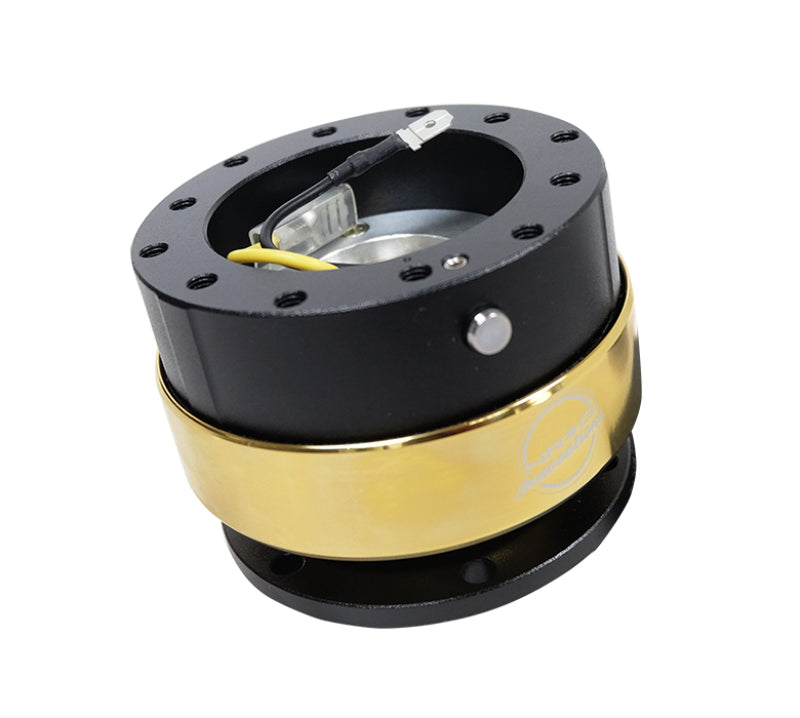 NRG Quick Release Gen 2.0 Black Body Chrome Gold Ring - Vehicle Compatibility Required
