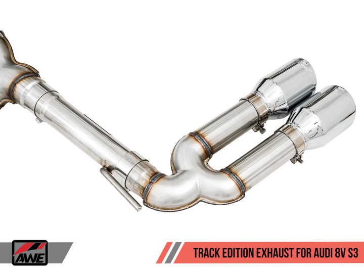 AWE Tuning Audi 8V S3 Track Edition Exhaust w/Chrome Silver Tips 102mm.