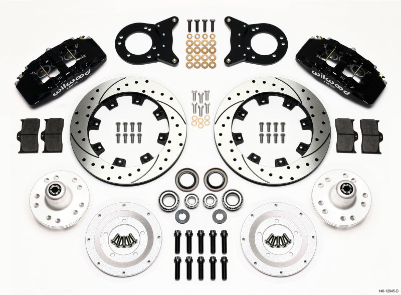 Wilwood Dynapro 6 Front Hub Kit 12.19in Drilled for 1970-1973 Mustang Disc & Drum Spindle - OneFastShop