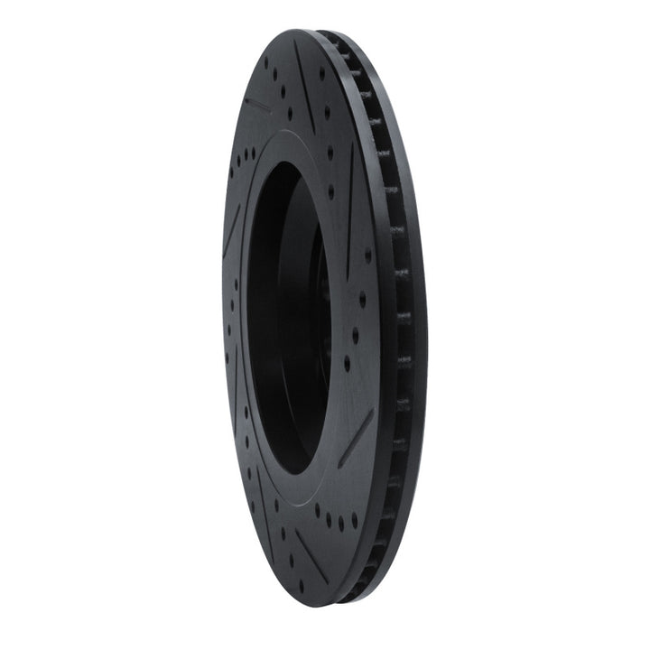 R1 15-25 Volkswagen GTI Rear Left Drilled And Slotted Black Brake Rotor