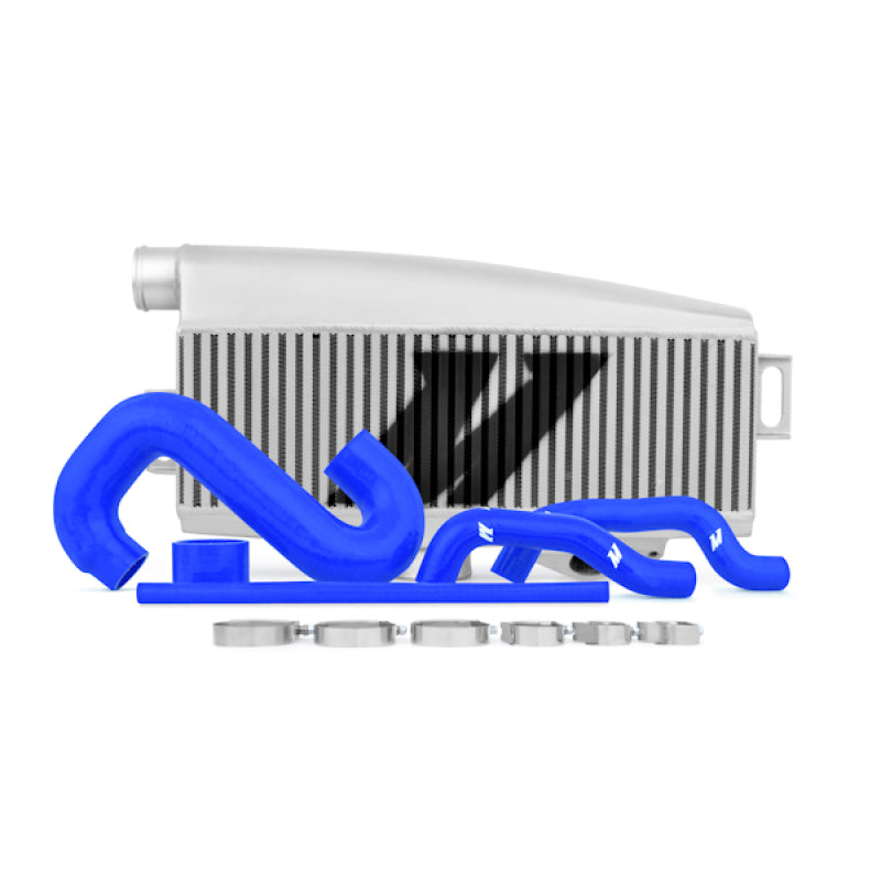 Mishimoto Top-Mount Intercooler Kit - Subaru WRX / STi 2002-2007 - Powder Coated Silver & Blue Hoses