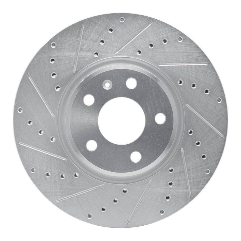 R1 Concepts E-Line Silver Front Left Drilled & Slotted Brake Rotor - Audi A4 / A5 / Q5 2011-2017