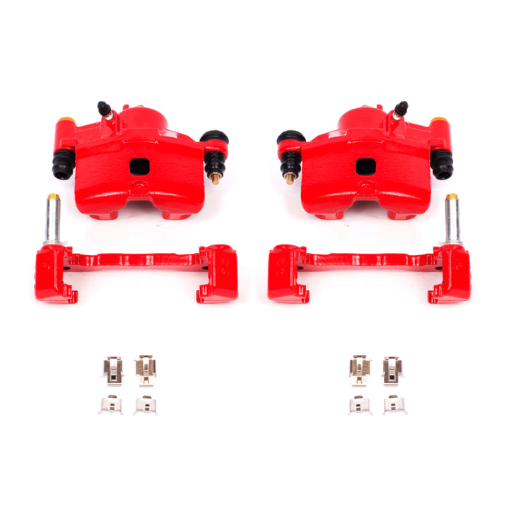PowerStop Front Red Calipers w/Brackets Pair for 90-00 Honda Civic - OneFastShop