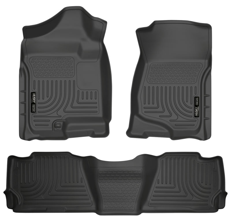 Husky Liners WeatherBeater Front & 2nd Row Floor Liners - Cadillac Escalade ESV/EXT, Chevrolet Avalanche/Suburban, GMC Yukon XL (2007-2014) - Black