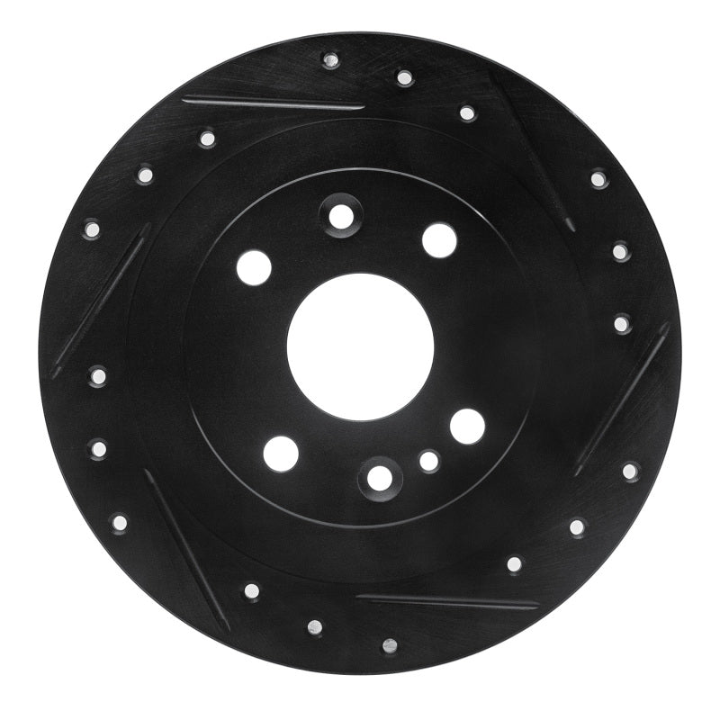 R1 Concepts eLine Rear Right Drilled & Slotted Brake Rotor - Ford Escort / Mazda Miata 1990-2003 - Black