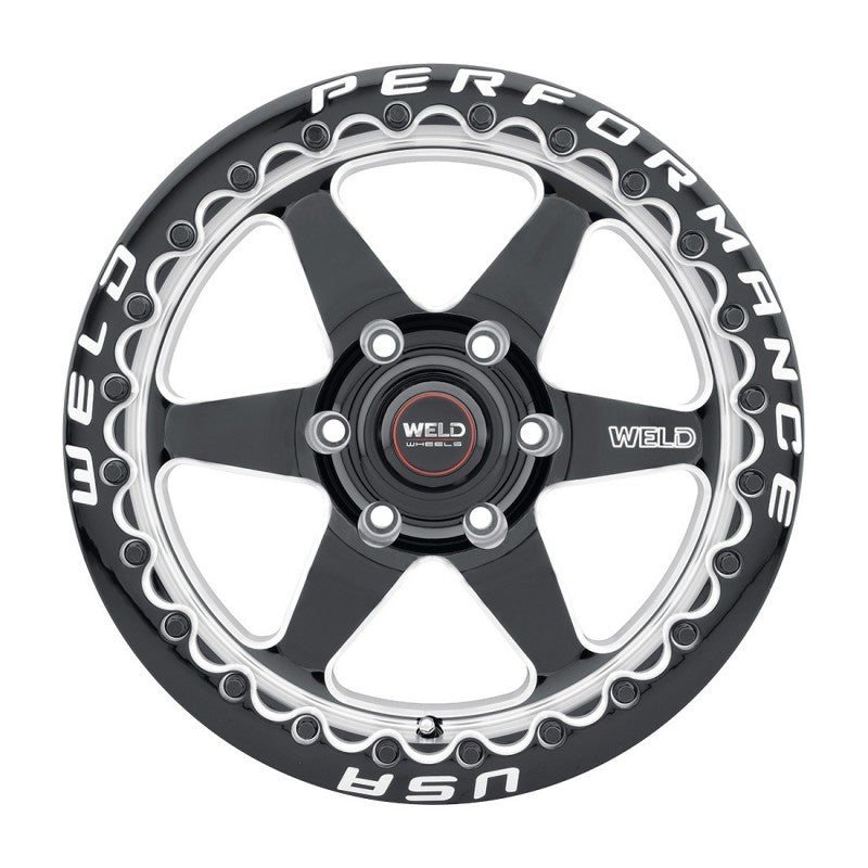 Weld S909 17x11 Ventura 6 Beadlock Wheel 6x127 ET36 BS 7.375 Gloss Black Milled Dia (78.1)