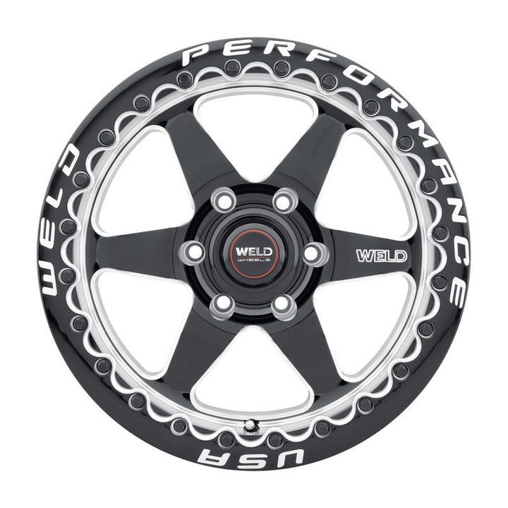 Weld S909 17x11 Ventura 6 Beadlock Wheel 6x127 ET36 BS 7.375 Gloss Black Milled Dia (78.1)