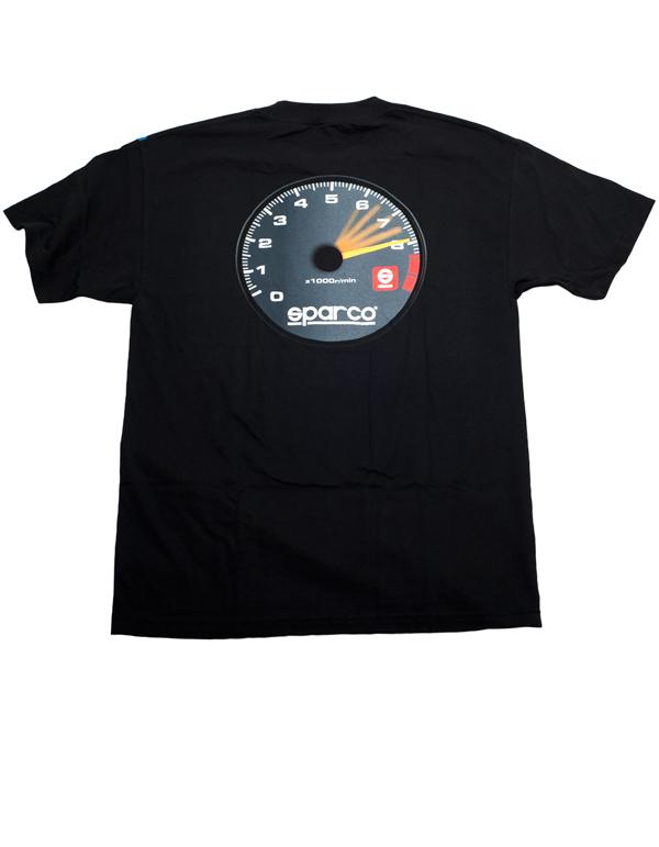 Sparco Tach T-Shirt Color Black Size Large (Black, Large) - OneFastShop