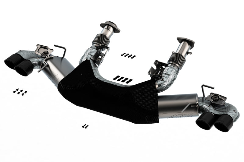 Borla Exhaust System ATAK 3in Dual Round Rolled A/C Black Chrome Tips - 2020 Chevrolet Corvette C8 - OneFastShop