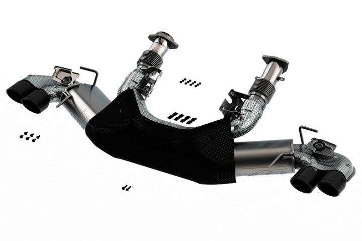 Borla Exhaust System ATAK 3in Dual Round Rolled A/C Black Chrome Tips - 2020 Chevrolet Corvette C8 - OneFastShop