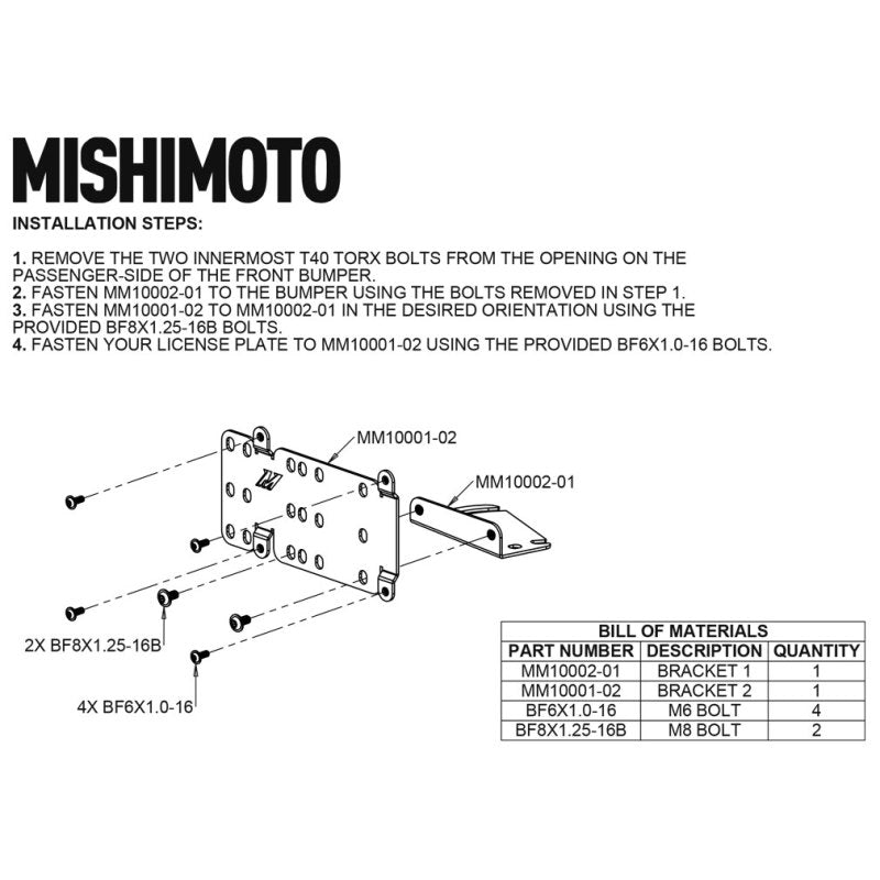 Mishimoto License Plate Relocation Kit for 2021+ Ford Bronco Modular Bumper - OneFastShop