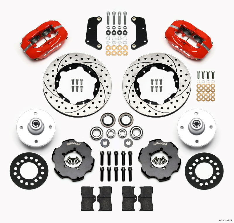 Wilwood Forged Dynalite Front Kit 10.75in Drilled Red for 64-65 Mustang 6 Cylinder 4-lug - OneFastShop