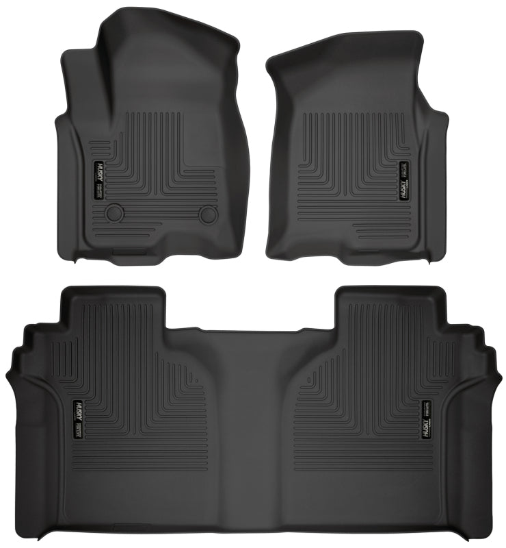 Husky Liners WeatherBeater Blk Front & 2nd Seat Floor Liners 19-23 Chevrolet Silverado 1500 Crew Cab