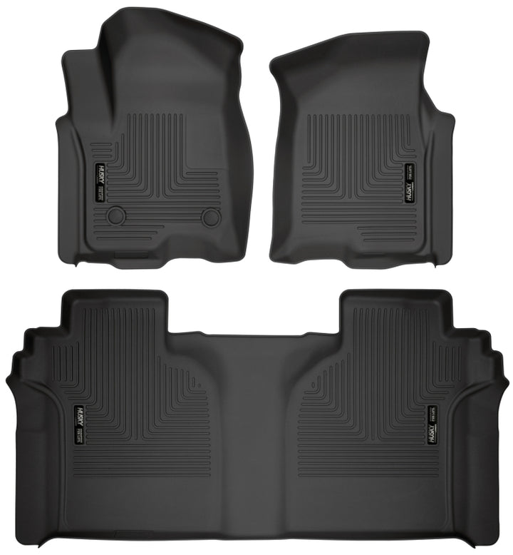 Husky Liners WeatherBeater Blk Front & 2nd Seat Floor Liners 19-23 Chevrolet Silverado 1500 Crew Cab - OneFastShop