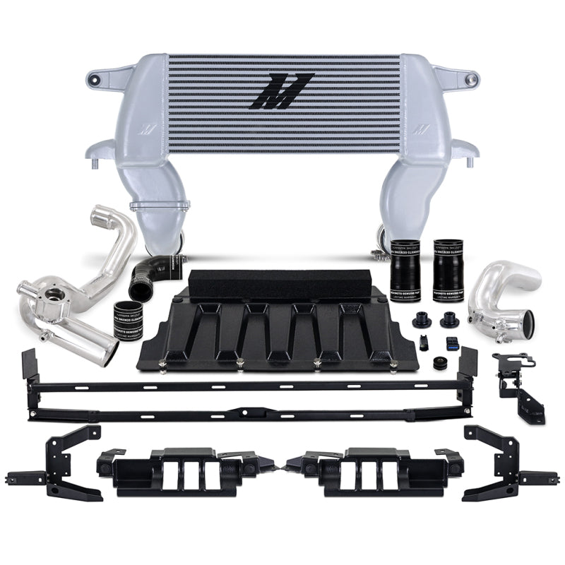 Mishimoto High Mount Intercooler Kit - Ford Bronco 2.3L 2021-2026 - Silver Core, Polished Pipes