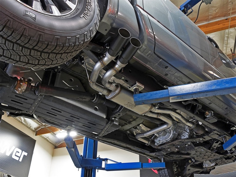 AFe Power Rebel Series 2-1/2in 409 SS Cat Back Exhaust with Black Tips for Nissan Titan V8 5.6L