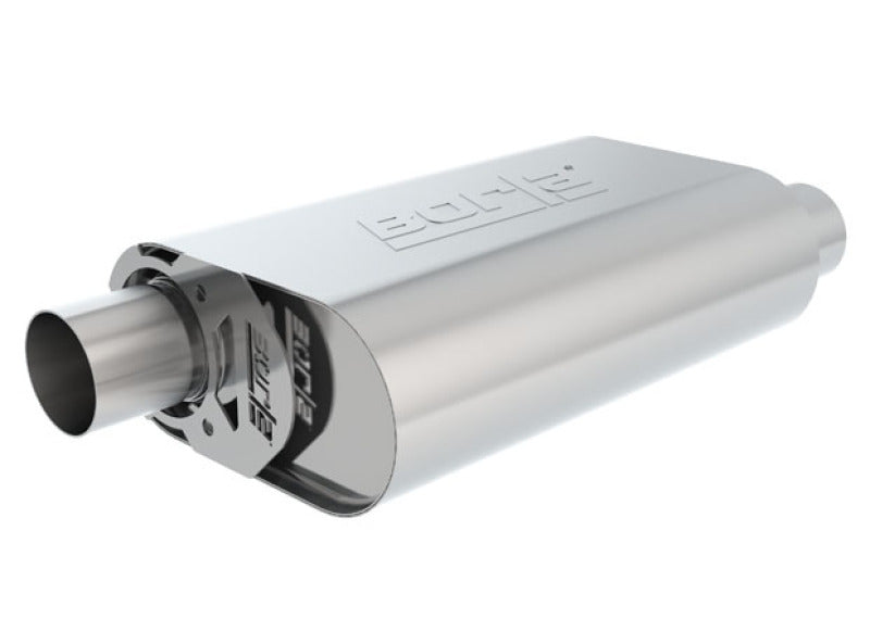 Borla CrateMuffler 2.5 Inch Offset Center Oval Muffler 14 Inch by 4.35 Inch by 9 Inch SBC 283 327 350