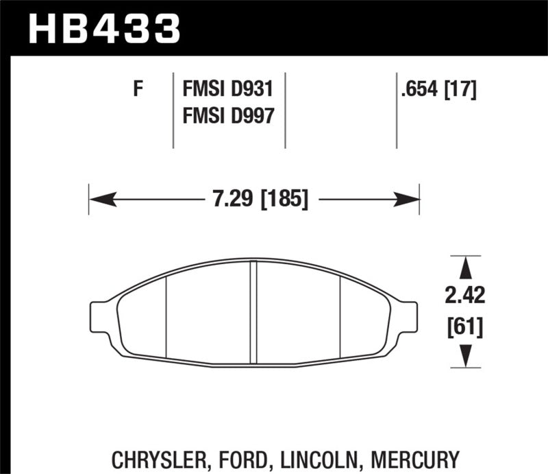 Hawk HPS Street Brake Pads for Chrysler Pacifica Ford Crown Victoria Lincoln Town Car Mercury Grand Marquis - OneFastShop