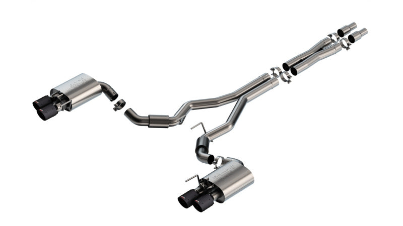 Borla S-Type Cat-Back Exhaust System - Carbon Fiber for 2024 Ford Mustang GT 5.0L V8 with Active Exhaust