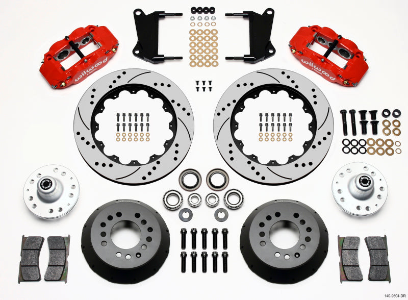 Wilwood Narrow Superlite 6R Front Hub Kit 14.00in Drill Red for 67-69 Camaro 64-72 Nova Chevelle - OneFastShop