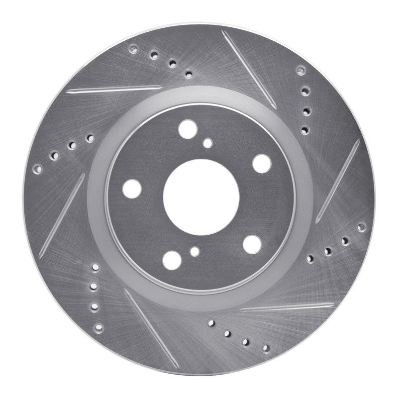 R1 06-20 Lexus ES350 Front Right Drilled & Slotted Silver Brake Rotor
