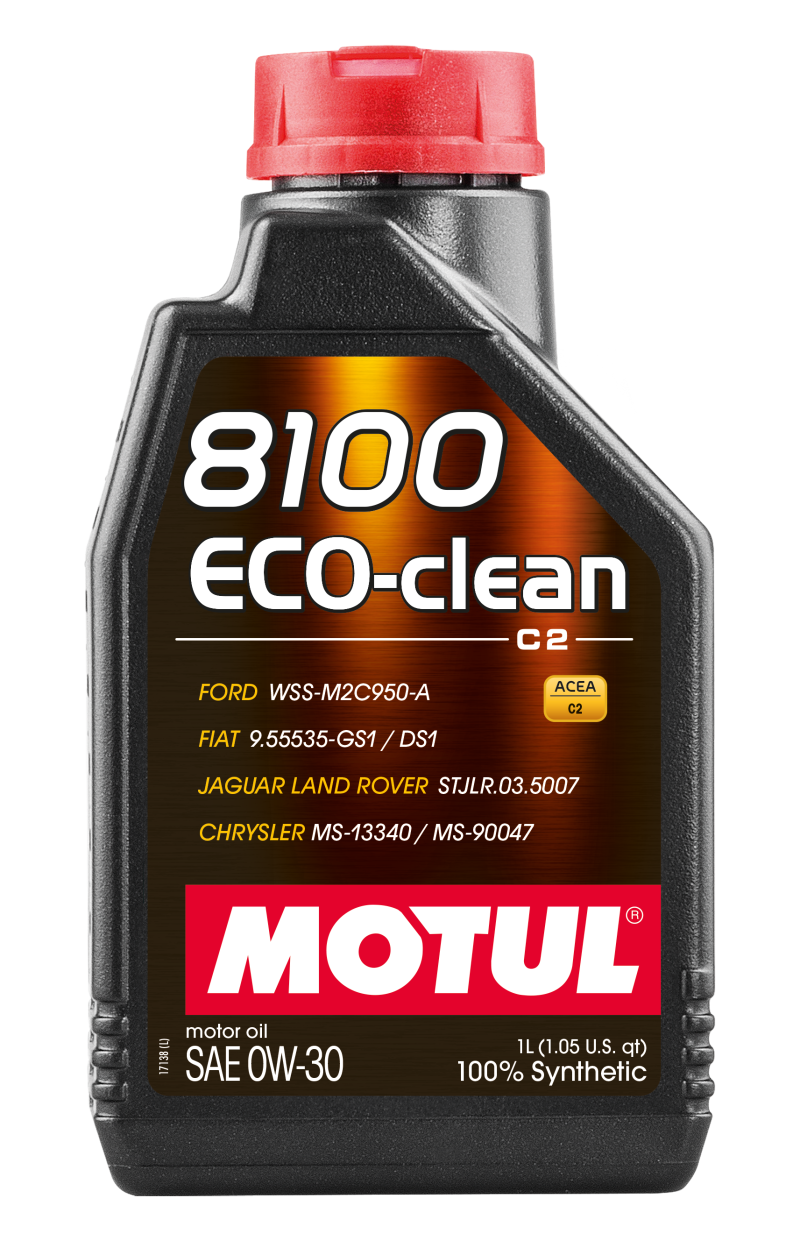 Motul Synthetic Engine Oil 8100 Eco-Clean 0W30 1L x12 - C2/API SM/ST.JLR - 1L
