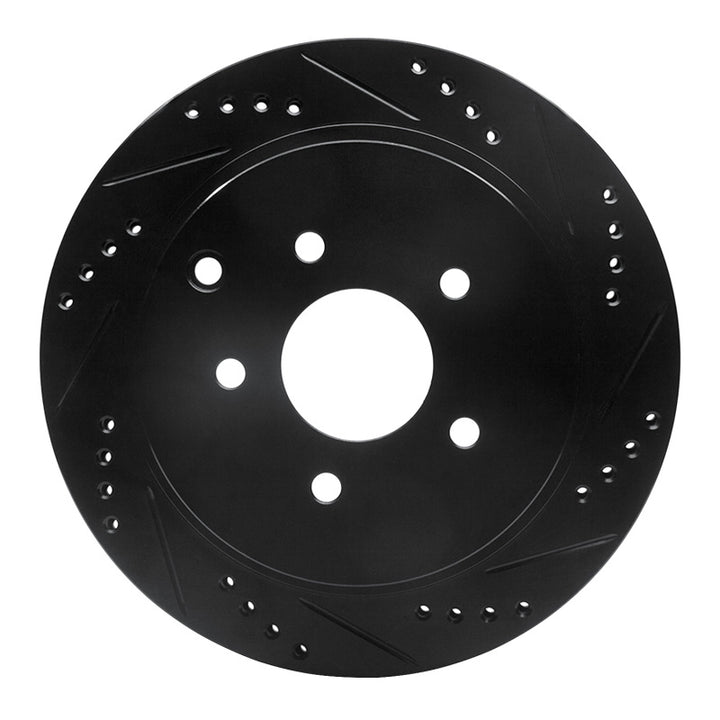 R1 2003-2024 Infiniti FX37 Rear Right Drilled And Slotted Black Brake Rotor