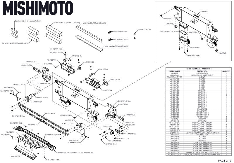Mishimoto High Mount Intercooler Kit 21 Plus Bronco 2.3L - OneFastShop
