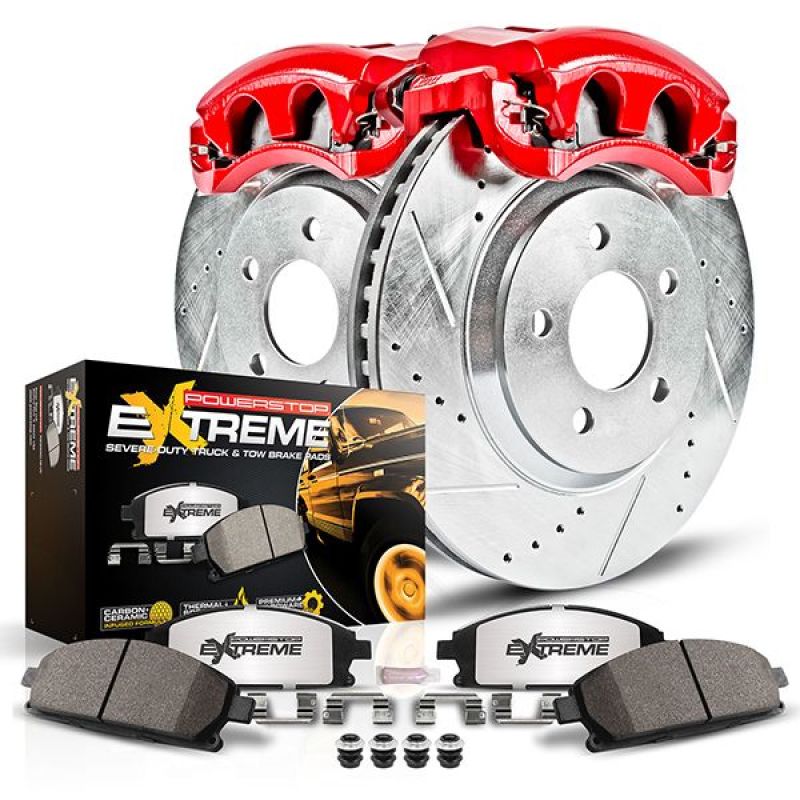 PowerStop Z36 Truck & Tow Front Brake Kit with Red Calipers - Ford F-350 Super Duty 2015-2016
