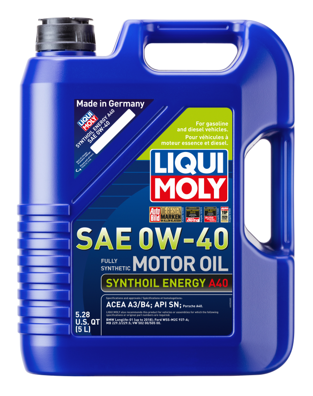 LIQUI MOLY 5L Synthoil Energy A40 Motor Oil SAE 0W40 for Acura NSX 2017-2021 and Aston Martin DB11 2018-2019 - OneFastShop