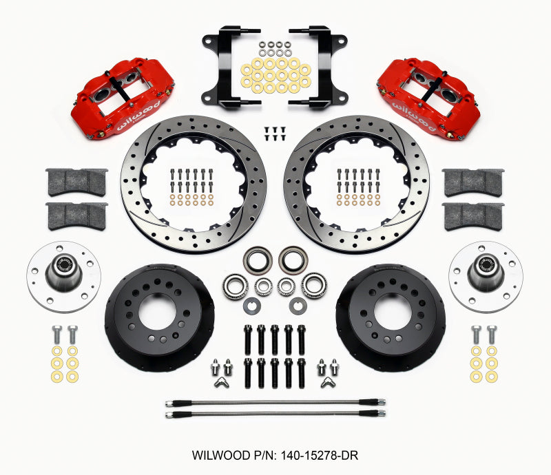 Wilwood Narrow Superlite 6R Drilled Front Hub Big Brake Kit 12.88in - Chevrolet Camaro / Pontiac Firebird 1982-1992 - Red