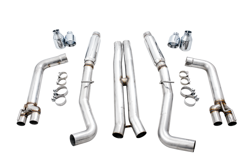 AWE Tuning Track Edition Exhaust - Dodge Challenger 6.4L/6.2L SC - Quad Chrome Silver Tips