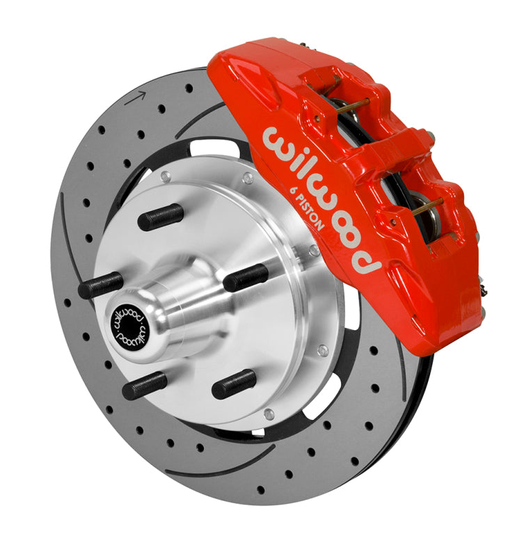 Wilwood Forged DynaPro 6 Drilled & Slotted Front Big Brake Kit - Ford Mustang II / Pinto 1975-1980 - Red