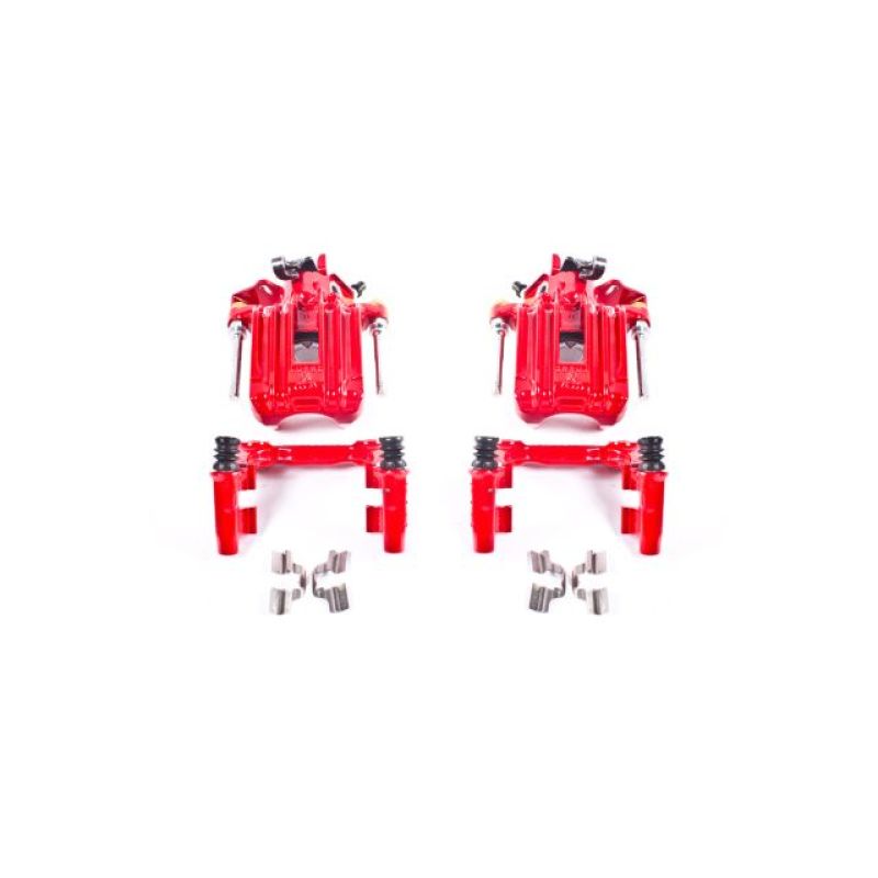 PowerStop Rear Red Calipers with Brackets for 00-06 Audi TT Quattro (Non Vented Rotors Only) - Pair - OneFastShop
