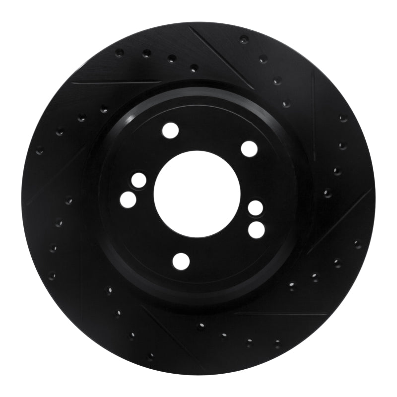 R1 Concepts eLINE Rear Right Drilled & Slotted Brake Rotor - BMW M3 / M5 2000-2006 - Black
