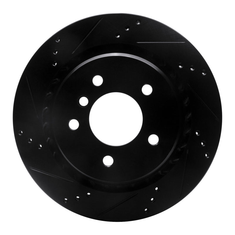 R1 Concepts Black Rear Right Drilled & Slotted Brake Rotor - BMW M3 / Z3 1995-2002